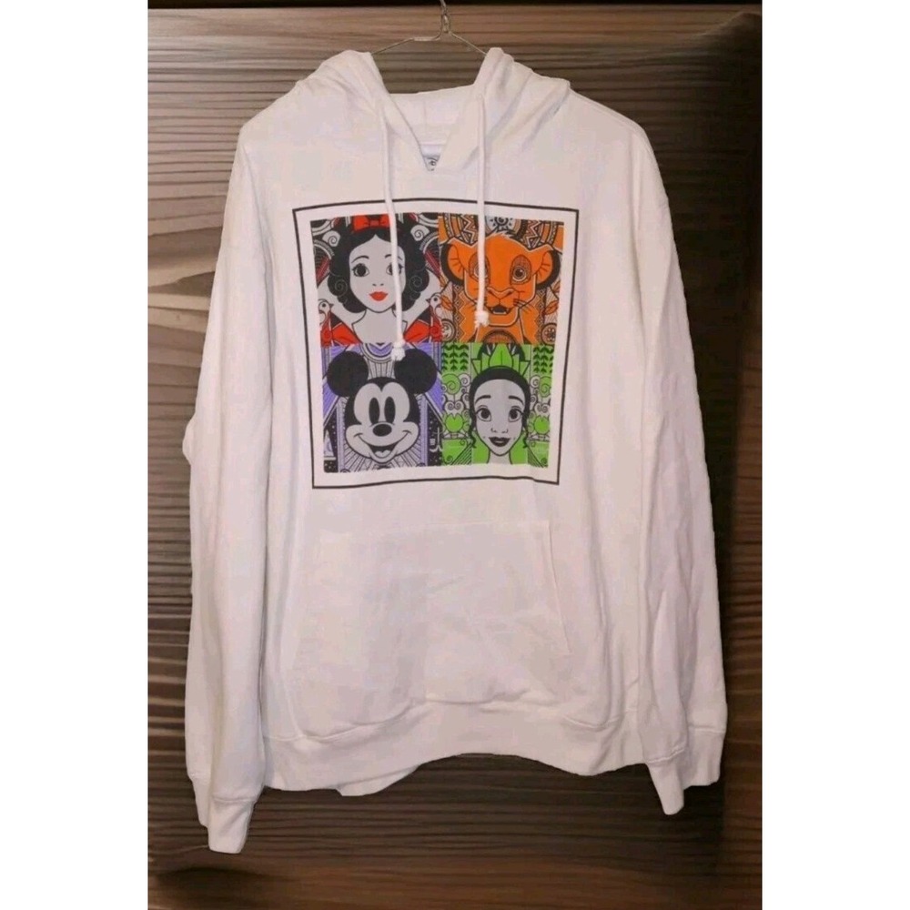 Disney 100th Anniversary Hoodie Mens 3XL Ivory Cream Pop Art Graphic Pullover